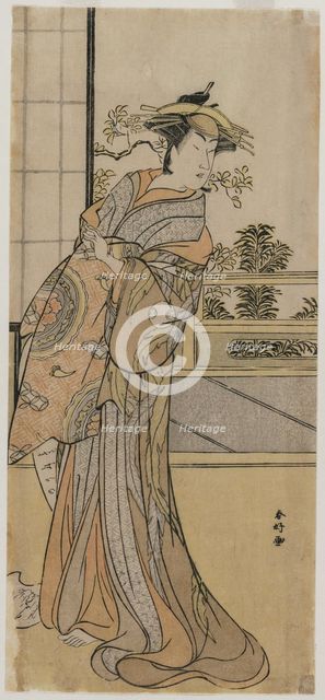 Arashi Murajiro as a Courtesan Holding a Letter, late 1780s. Creator: Katsukawa Shunko (Japanese, 1743-1812).