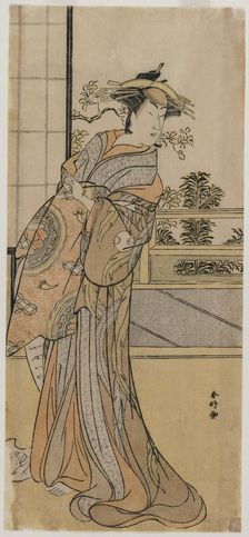 Arashi Murajiro as a Courtesan Holding a Letter, late 1780s. Creator: Katsukawa Shunko (Japanese, 1743-1812)