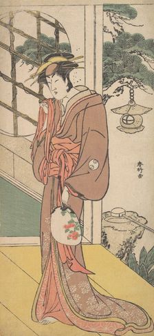 Arashi Ryuzo as a Tall Woman Standing on the Engawa, ca. 1789. Creator: Katsukawa Shunko