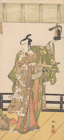 Arashi Sangoro as a Samurai Standing on the Veranda of a Great House, 1774 or 1775. Creator: Shunsho