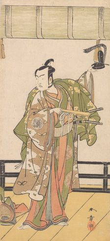 Arashi Sangoro as a Samurai Standing on the Veranda of a Great House, 1774 or 1775. Creator: Shunsho