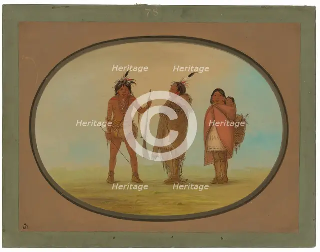 Arapaho Chief, His Wife, and a Warrior, 1861/1869. Creator: George Catlin.