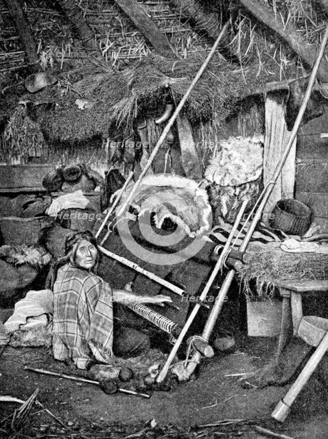 Araucanian woman weaving, Chile, 1922. Artist: Unknown