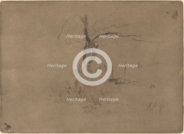 Arbres et Bateaux (Trees and Boats). Creator: Felix Hilaire Buhot.