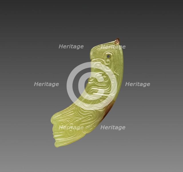 Arc Pendant with Human-like Figure, c. 1050-771 BC. Creator: Unknown.