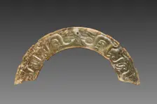 Arc-shaped Pendant with Animal Mask and Interlaced Animal Bands (Huang), 300-100 BC. Creator: Unknown