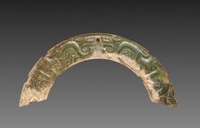 Arc-shaped Pendant with Animal Mask and Interlaced Animal Bands (Huang), 300-100 BC. Creator: Unknown
