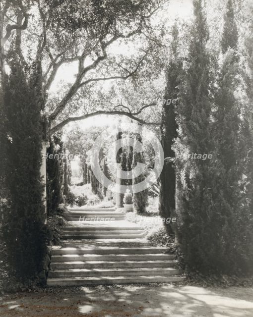 "Arcady," George Owen Knapp house, Sycamore Canyon Road, Montecito, California, 1917. Creator: Frances Benjamin Johnston.