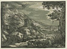 Arcadian Landscape, c. 1615. Creator: Hendrick Goltzius (Dutch, 1558-1617), attributed to