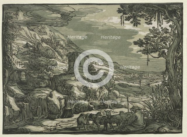 Arcadian Landscape, c. 1615. Creator: Hendrick Goltzius (Dutch, 1558-1617), attributed to.