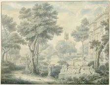 Arcadian landscape with a tomb, 1746. Creator: Louis Fabritius Dubourg