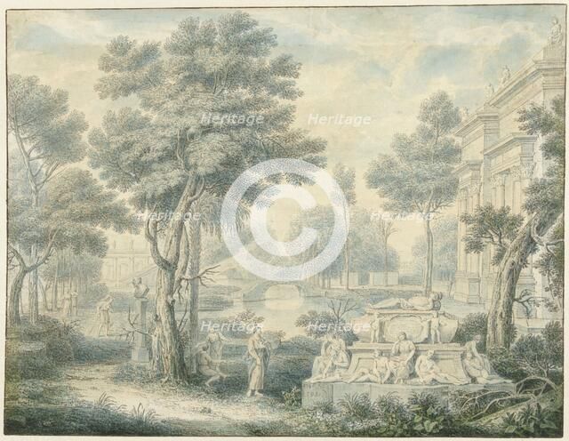 Arcadian landscape with a tomb, 1746. Creator: Louis Fabritius Dubourg.