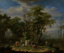 Arcadian Landscape with a Ceremonial Sacrifice, c.1700-c.1749. Creator: Jan van Huysum