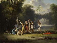 Arcadian landscape with a dance around a herm bust. Creator: Jacques-Antoine Vallin