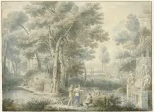 Arcadian landscape, with a fountain on the right, 1743. Creator: Louis Fabritius Dubourg