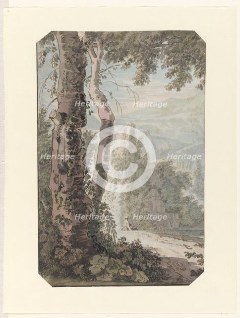 Arcadian landscape with a resting man by the water, c.1725-c.1750. Creator: Jacob van Liender.