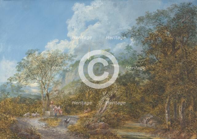 Arcadian Landscape with an Obelisk, 1785. Creator: Salomon Gessner.