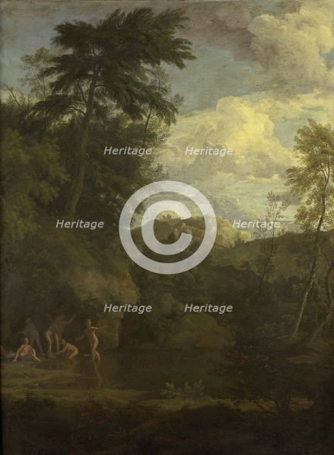 Arcadian Landscape with Diana Bathing, 1680-1726. Creator: Johannes Glauber.