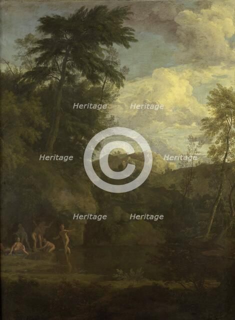 Arcadian Landscape with Diana Bathing, 1680-1726. Creator: Johannes Glauber.
