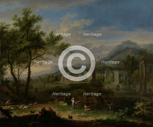 Arcadian Landscape with Fishermen, c.1700-c.1749. Creator: Jan van Huysum.