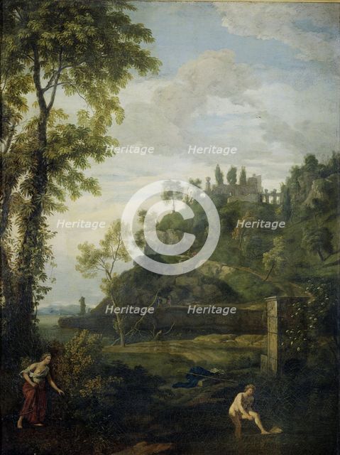 Arcadian Landscape with Salmacis and Hermaphroditus, 1680-1726. Creator: Johannes Glauber.