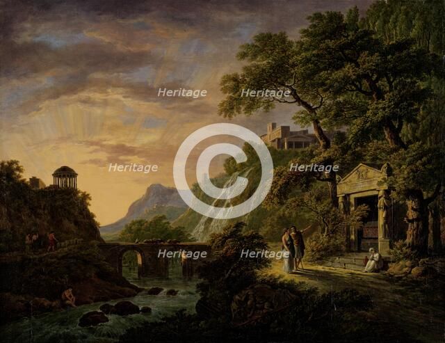 Arcadian landscape with setting sun, 1792-1809. Creator: Daniel Dupré.