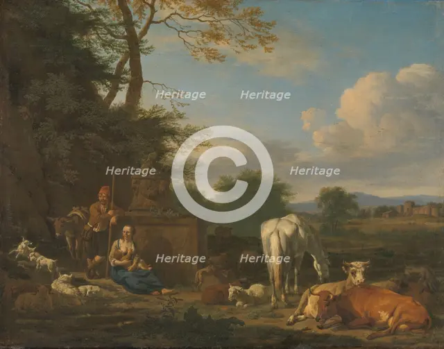 Arcadian Landscape with resting Shepherds and Animals, 1664. Creator: Adriaen van de Velde.