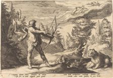 Arcas Preparing to Kill His Mother. Creator: Goltzius, Workshop of Hendrick, after Hendrick Gol