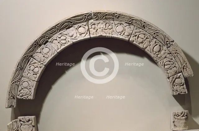 Arch with Running Vines, Leaves, and Fruit, Egypt, 6th century. Creator: Unknown.