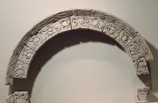 Arch with Running Vines, Leaves, and Fruit, Egypt, 6th century. Creator: Unknown
