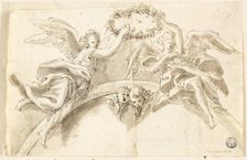 Arch with Two Angels Holding Garland, n.d. Creator: Unknown