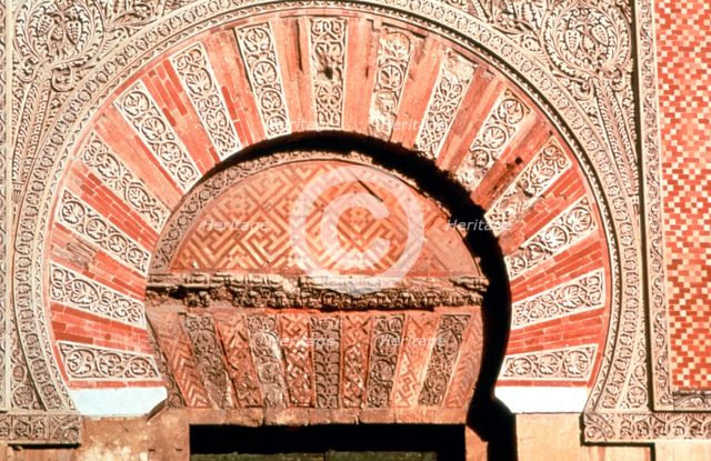 Arch above entrance, west façade, Grand Mosque, Cordoba, Spain, 8th-11th Century. Artist: Unknown