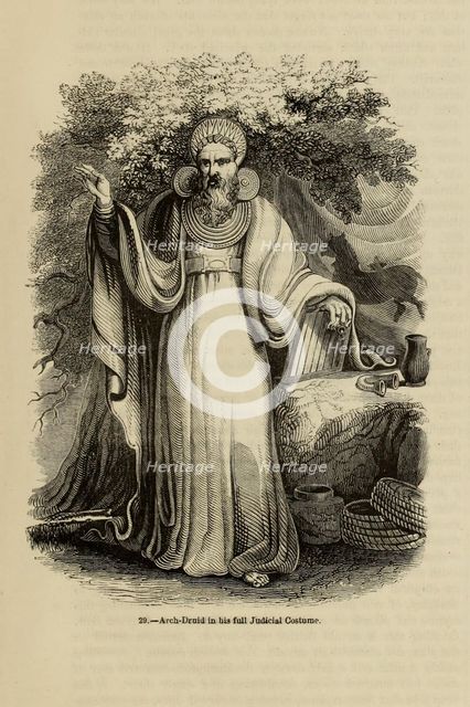 Arch-Druid in his full Judicial Costume (From the book Old England: A Pictorial Museum), 1845. Artist: Anonymous  