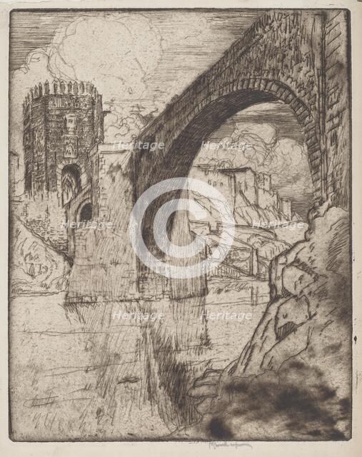 Arch of Bridge of Alcantara, 1904. Creator: Joseph Pennell.