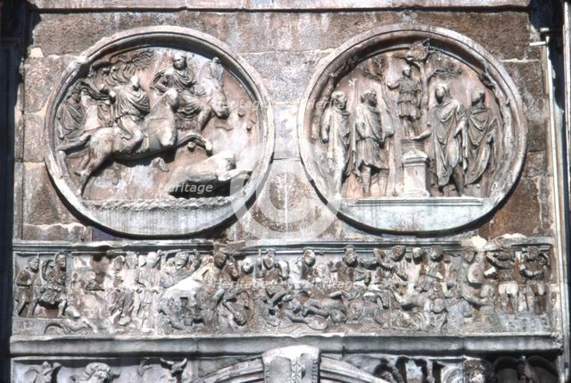 Arch of constantine Horizontal Band showing , Battle of Milvian Bridge, 313-315. Artist: Unknown.