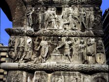 Arch of Galerius in Thessalonika, detail of one of the columns, with scenes commemorating the Rom…