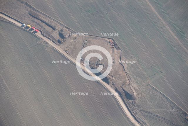 Archaeological excavation of an Iron Age/Roman ditched enclosure, North Yorkshire,  2015. Creator: Historic England.