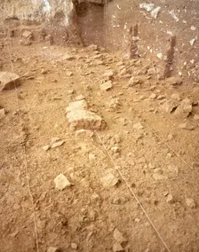 Archaeological site of Atapuerca with topographical marks, Burgos, Spain, 2001. Creator: LTL