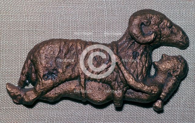 Archaic bronze of Odysseus and a ram. Artist: Unknown