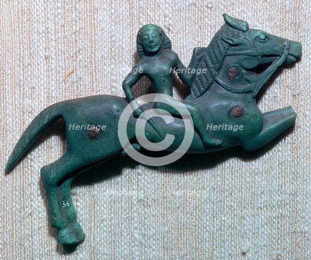 Archaic Greek bronze of a horse and rider, 6th century BC. Artist: Unknown
