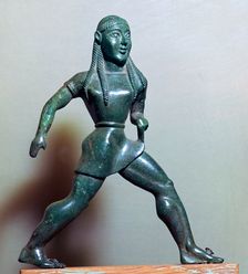 Archaic Greek bronze statuette of a Spartan female athlete