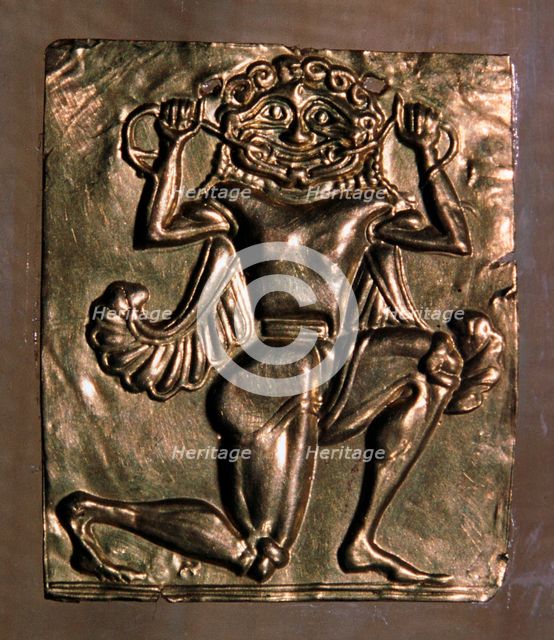 Archaic Greek gold plaque of a running gorgon, 7th century BC. Artist: Unknown