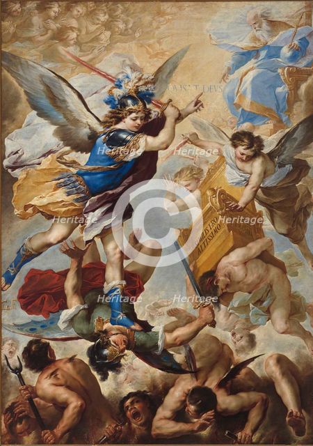 Archangel Michael defeats the rebel angels, 1657. Creator: Giordano, Luca (1632-1705).