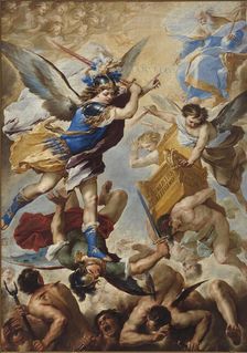 Archangel Michael defeats the rebel angels, 1657. Creator: Giordano, Luca (1632-1705)