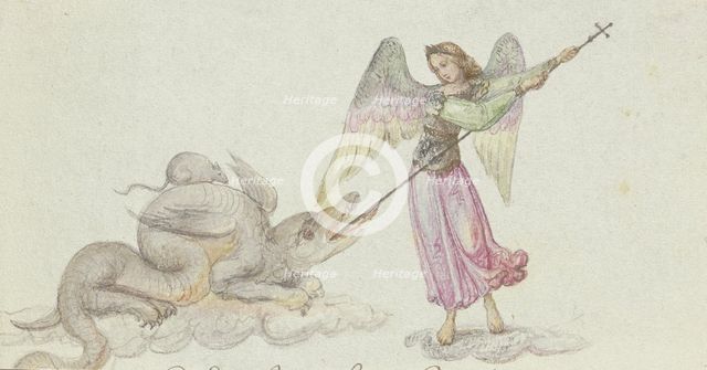Archangel Michael fights the dragon. Creator: Unknown.