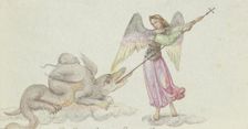 Archangel Michael fights the dragon. Creator: Unknown