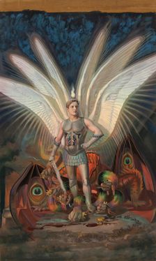 Archangel Michael slaying the dragon, 1906. Creator: Torsten Wasastjerna