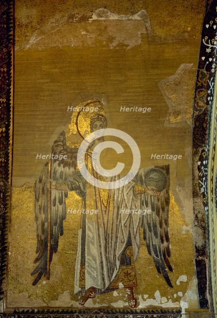 Archangel Gabriel, Byzantine mosaic, Bema Vault, Hagia Sophia, Istanbul, Turkey, c. 867 AD.  Creator: Unknown.