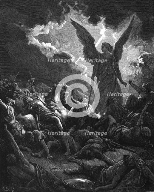 Archangel Gabriel, instrument of God, smiting the camp of Sennacherib and the Assyrians, 1865-1866. Artist: Gustave Doré