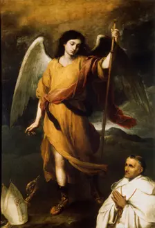 Archangel Raphael with Bishop Domonte 17th century. Artist: Bartolomé Esteban Murillo